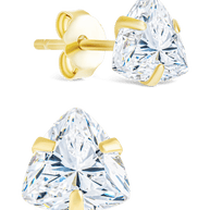 Sterling Silver Trillion Cut Prong Set Stud Earrings