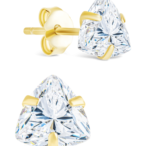 Sterling Silver Trillion Cut Prong Set Stud Earrings