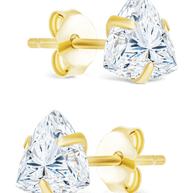 Sterling Silver Trillion Cut Prong Set Stud Earrings