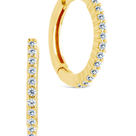 Sterling Silver Pave CZ Micro Hoops