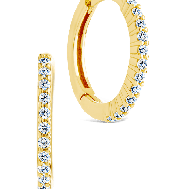 Sterling Silver Pave CZ Micro Hoops