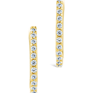 Sterling Silver Pave CZ Micro Hoops