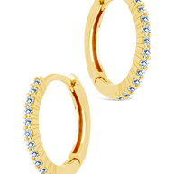 Sterling Silver Pave CZ Micro Hoops