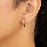 Sterling Silver Pave CZ Micro Hoops