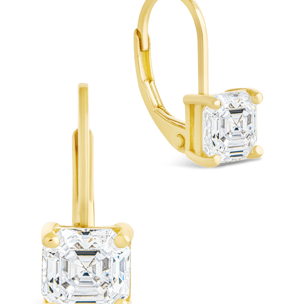 Sterling Silver Princess Cut French Clip Earrings