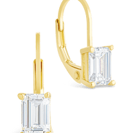 Sterling Silver Emerald Cut French Clip Earrings
