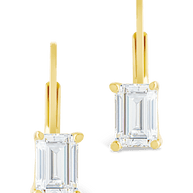 Sterling Silver Emerald Cut French Clip Earrings
