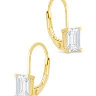 Sterling Silver Emerald Cut French Clip Earrings