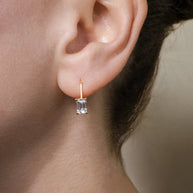Sterling Silver Emerald Cut French Clip Earrings