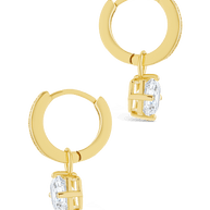Sterling Silver Augusta Asscher Cut CZ Dangle Micro Hoops