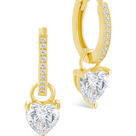 Sterling Silver Eugenia Heart Cut CZ Dangle Micro Hoops
