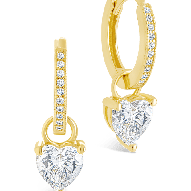 Sterling Silver Eugenia Heart Cut CZ Dangle Micro Hoops