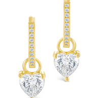 Sterling Silver Eugenia Heart Cut CZ Dangle Micro Hoops