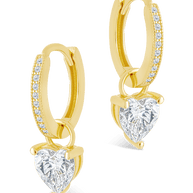 Sterling Silver Eugenia Heart Cut CZ Dangle Micro Hoops