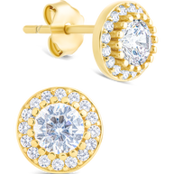Sterling Silver Round Cut Brilliant Halo Studs