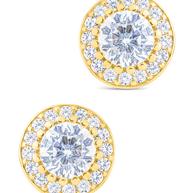Sterling Silver Round Cut Brilliant Halo Studs