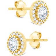 Sterling Silver Round Cut Brilliant Halo Studs