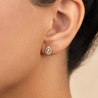 Sterling Silver Pear Cut Brilliant Halo Studs