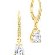 Sterling Silver Angelica Pear Cut CZ French Clip Earrings