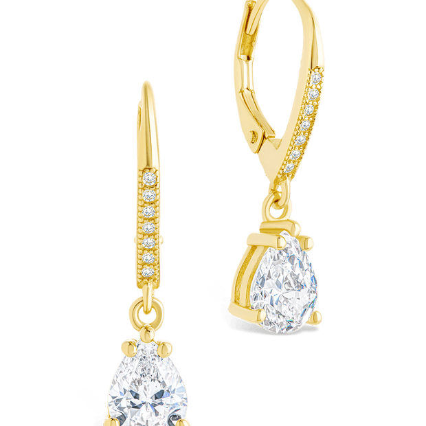 Sterling Silver Angelica Pear Cut CZ French Clip Earrings
