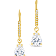 Sterling Silver Angelica Pear Cut CZ French Clip Earrings