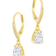 Sterling Silver Angelica Pear Cut CZ French Clip Earrings