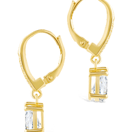 Sterling Silver Angelica Pear Cut CZ French Clip Earrings