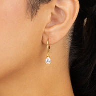 Sterling Silver Angelica Pear Cut CZ French Clip Earrings