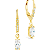 Sterling Silver Allegra Marquise Cut CZ French Clip Earrings