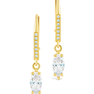 Sterling Silver Allegra Marquise Cut CZ French Clip Earrings