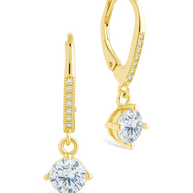 Sterling Silver Matilda Brilliant Cut CZ French Clip Earrings