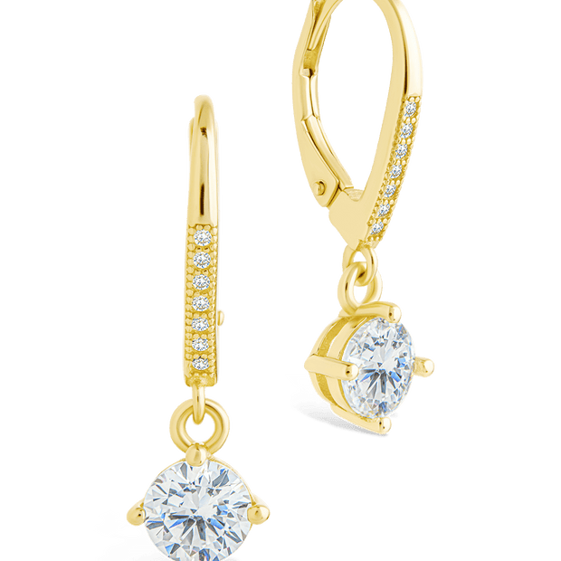 Sterling Silver Matilda Brilliant Cut CZ French Clip Earrings