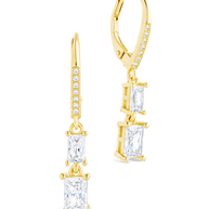 Sterling Silver Eulalia Emerald Cut CZ French Clip Earrings
