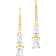 Sterling Silver Eulalia Emerald Cut CZ French Clip Earrings