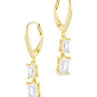 Sterling Silver Eulalia Emerald Cut CZ French Clip Earrings