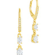 Sterling Silver Liesel Oval Cut CZ French Clip Earrings