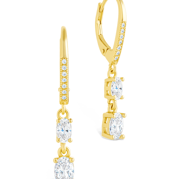 Sterling Silver Liesel Oval Cut CZ French Clip Earrings