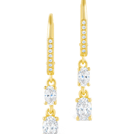 Sterling Silver Liesel Oval Cut CZ French Clip Earrings