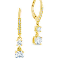 Sterling Silver Magdalena Brilliant Cut CZ French Clip Earrings