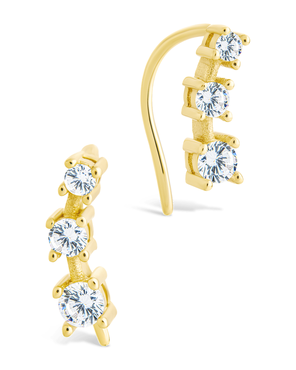 Sterling Silver Round Cut Mini Ear Crawlers