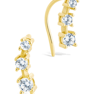 Sterling Silver Round Cut Mini Ear Crawlers