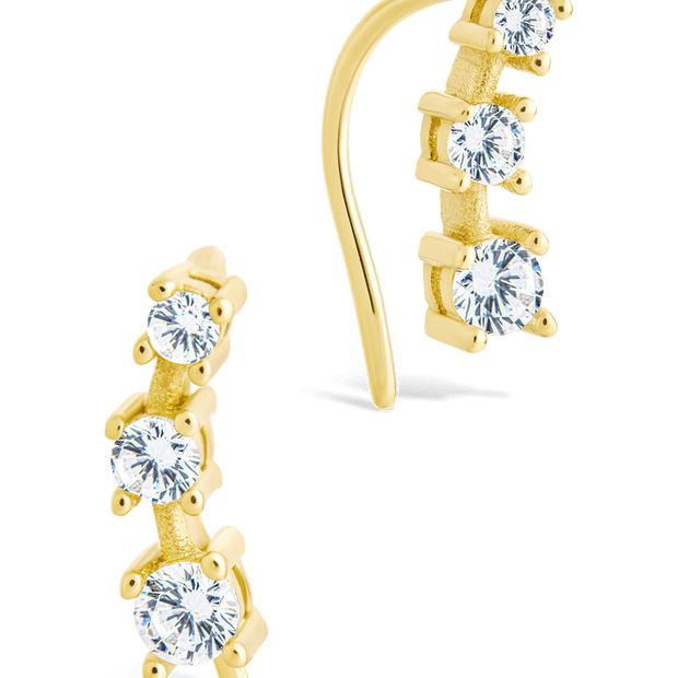 Sterling Silver Round Cut Mini Ear Crawlers