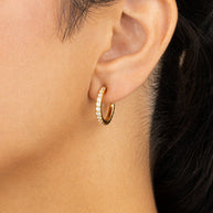 Sterling Silver Eleri CZ Tube Hoops