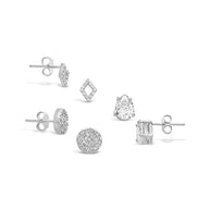 Sterling Silver CZ Geo Stud Set of 3