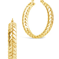 Double Row Herringbone Statement Hoop Earrings