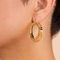 Double Row Herringbone Statement Hoop Earrings