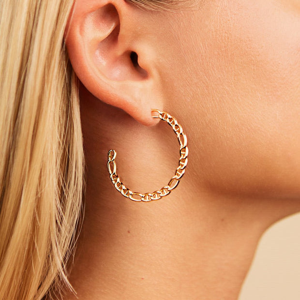 Rylan Flat Chain Hoop Earrings