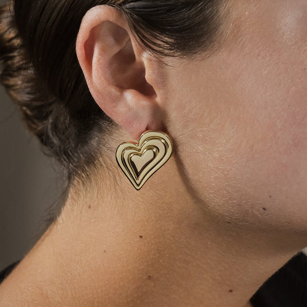 Beating Heart Statement Stud Earrings