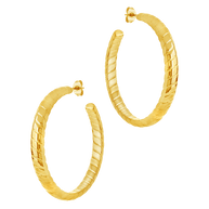 Everly Flat Herringbone Chain Hoop Earrings