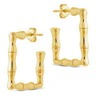 Bamboo Rectangular Hoop Earrings